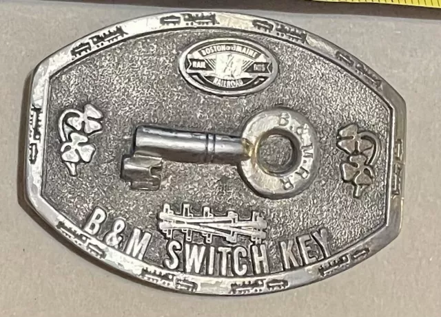 Boston Maine Railroad B&M Switch Key Train Railway 1980s NOS Vintage Belt Buckle