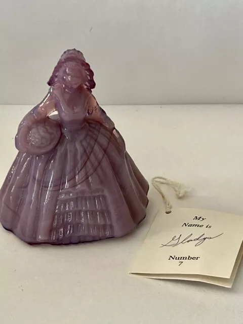 Boyd Crystal Art Glass Doll Figurine Gladys Lilac No. 7  (2 Of 2) Colonial Woman