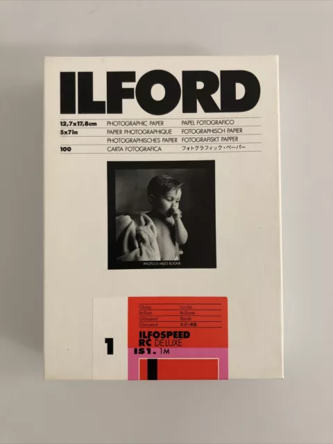 Ilford Ilfospeed radiocontrol de lujo IS1. Papel fotográfico 1M embalaje original sellado brillante 12,7x17,8 cm 5x7