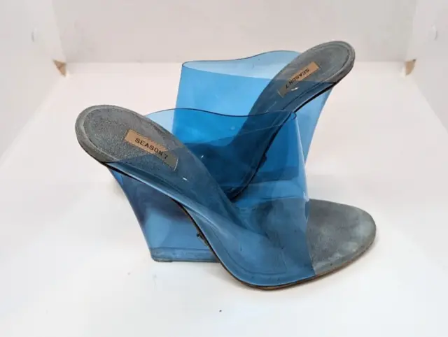 YEEZY SEASON 7 Women's Blue PVC Mule Heels Made in Italy Size 36