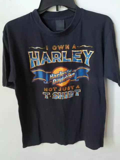 Vtg Harley Davidson 3D Emblem Steve McDonald Art I own A Harley MD T-Shirt sz L