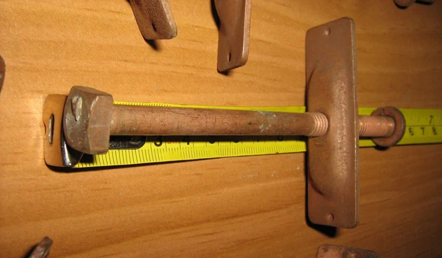 Qty - Two - 5" - 1/2" Square Head Copper Plated Bolt w/ Bracket + Locking Washer