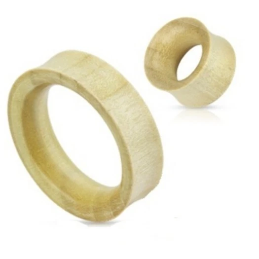 Pair (2) Organic Crocodile Wood Hollow Ear Plugs Tunnels 6G-7/8" Blonde Gauges