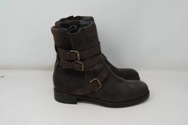 Alberto Fermani Womens Suede Belted Ankle Boots Dark Brown Size 37.5 7.5