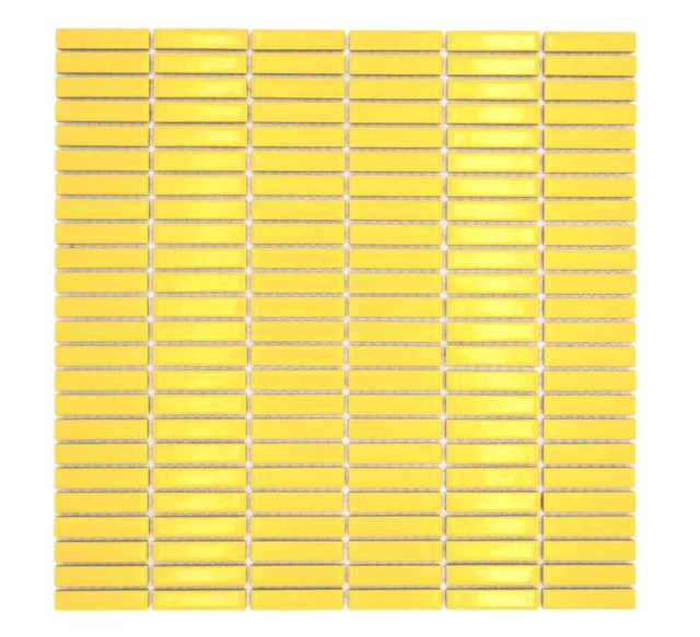 Mosaïque Jaune Bambusoptik Céramique Brillant Rectangle Mur Cuisine Wc Douche