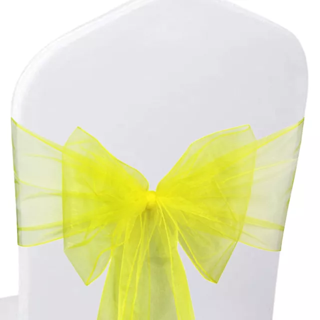100 X Organza Sashes Chair Cover Bow Sash Wider Fuller Bows For Sale Uk Seller 2
