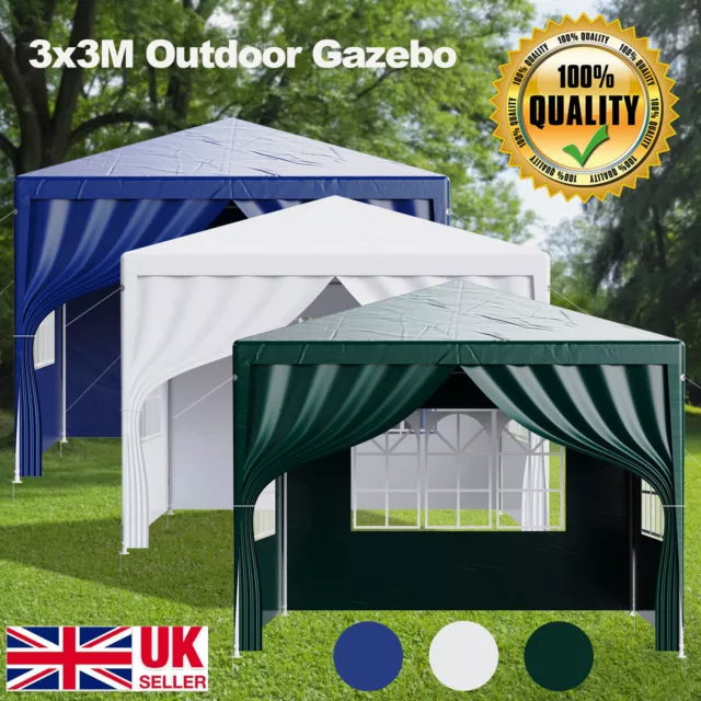 3x3m Gazebo With Sides Garden Marquee Awning Beach Party Camping Tent Canopy New
