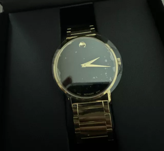 movado museum black dial gold mens watch