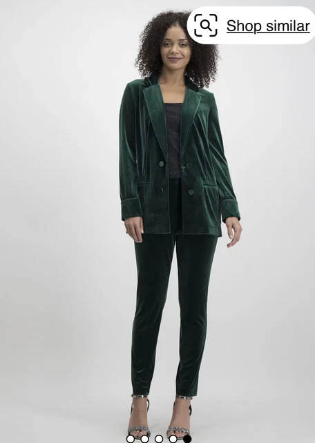 NEW GREEN VELVET Suit Jacket Slim Leg Trousers Size 12 TU