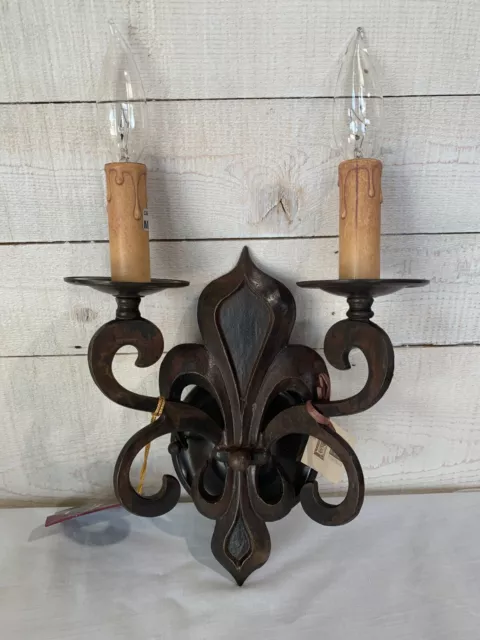 FEDERICO MARTINEZ Wall Sconce Heavy Cast Iron Fleur de Lis  Made in Italy    831