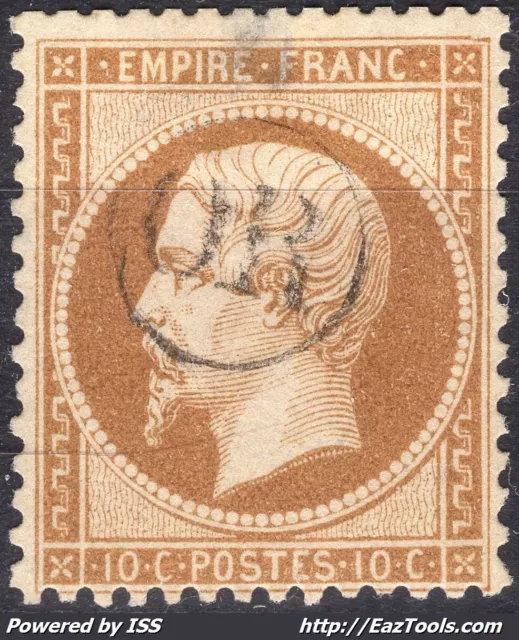 FRANCE EMPIRE 10c BISTRE N° 21 AVEC CACHET OR (ORIGINE RURALE) ENCERCLÉ A VOIR