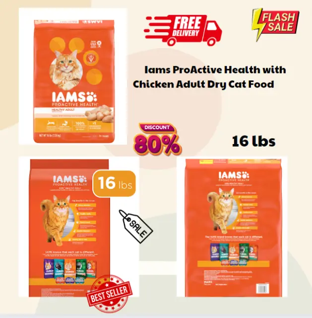 Iams ProActive Health with Chicken Adult Dry Cat Food, 16 lbs.