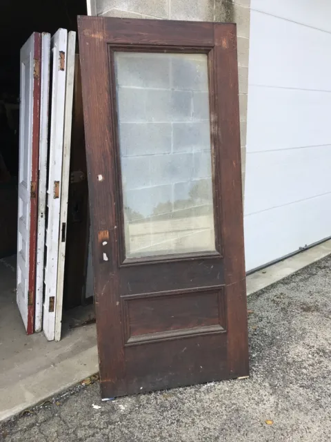 Mark 124 Antique Oak Beveled Glass Entrance Door 35 5/8 X 83.5