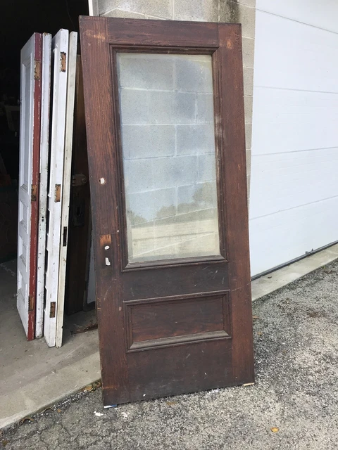 Mark 124 Antique Oak Beveled Glass Entrance Door 35 5/8 X 83.5
