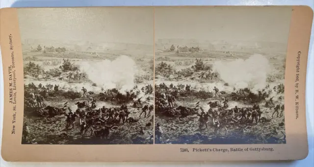Battle of Gettysburg Stereoview Picketts Charge Copyright 1892 B.W. Kilburn