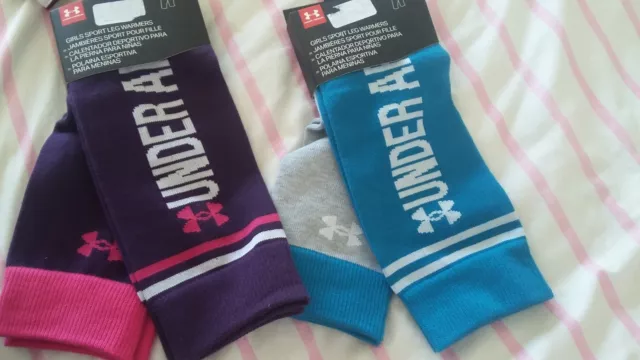 NWT Girls Under Armour leg warmers purple or blue