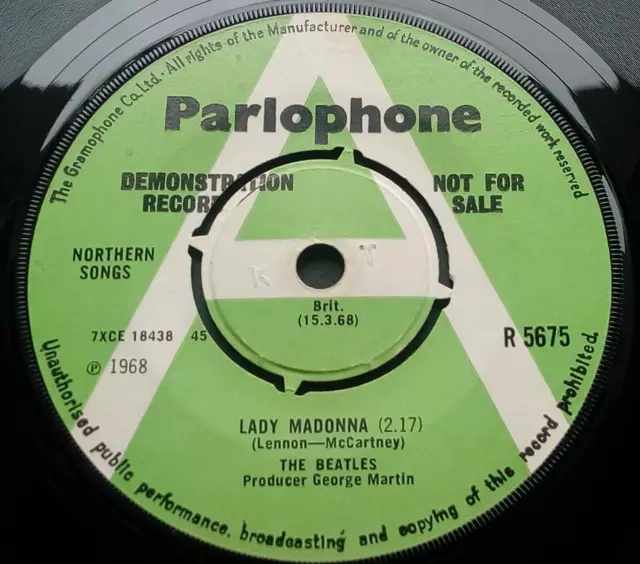 The BEATLES - *LADY MADONNA* - 1968 - UK - *DEMONSTRATION DISC* - *1G/1G*