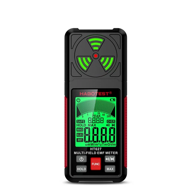 Détecteur De Champs électromagnétiques HT627 - 3 Axes - Mesure AC Magnétique, électrique Et RF - écran LCD - Alarme Sonore Et Lumineuse - 5