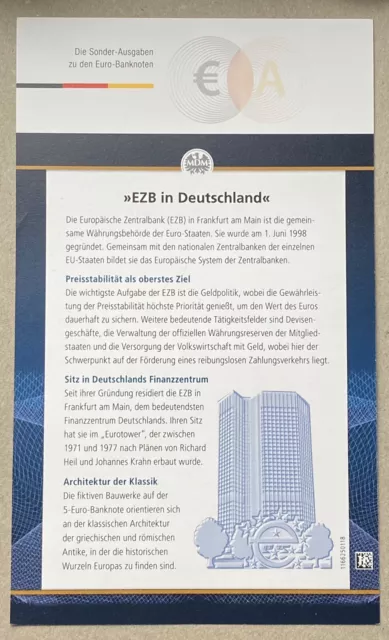 Sammlerstück Sonder-Ausgabe zu den deutschen Euro-Banknoten, EZB IN DEUTSCHLAND“ 3