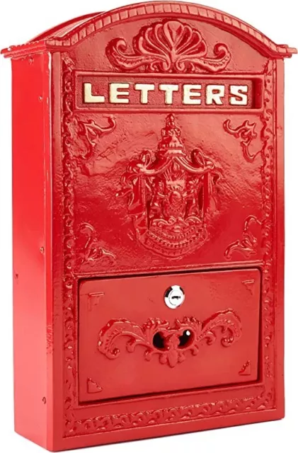 Large Elegant Regency Red Metal Post Box