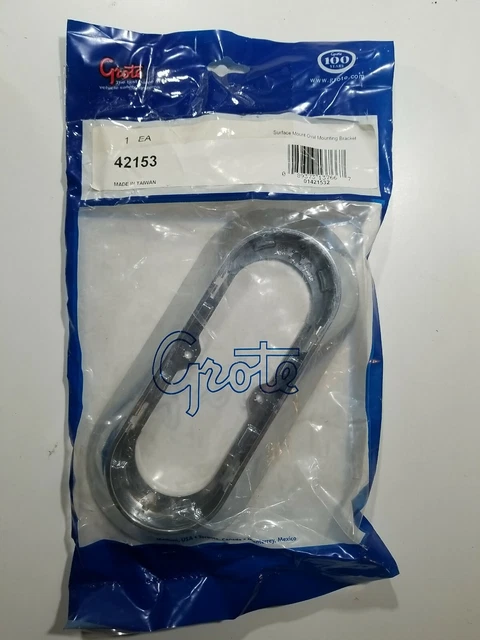 New Grote 42153 Chrome Surface Mount Oval Mounting Bracket Snap In Flange 6"