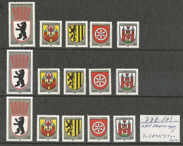 LÜCKENFÜLLER !  DDR 1983 : 3 Sätze " Stadtwappen I  " Nr. 2817 / 21 xx  (8)