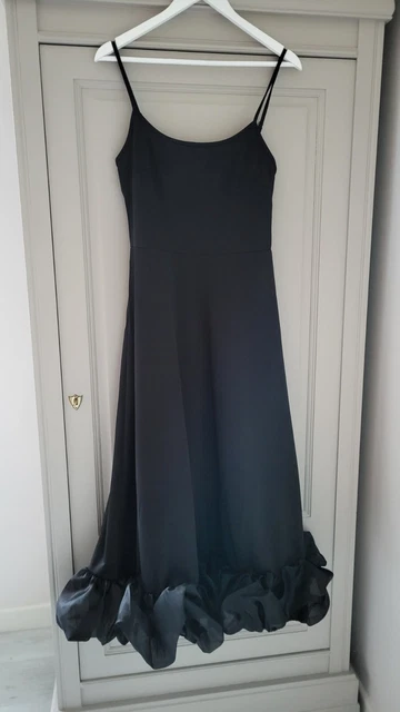 Robe Noire Grange En Polyester-élasthanne Avec Bas Volants - Taille L, Occasion En Très Bon état, Marque Dressbarn