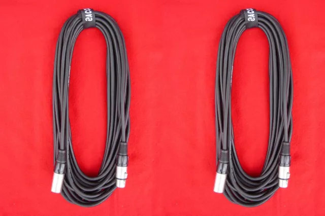 2 x 10m XLR Mikrofonkabel mit Kabelklett  DMX Kabel 10 m Mikro, Top Qualität NEU