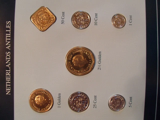 Coin Sets of All Nations Netherlands Antilles w/card All 1989 UNC 1,2.5 Gulden 2