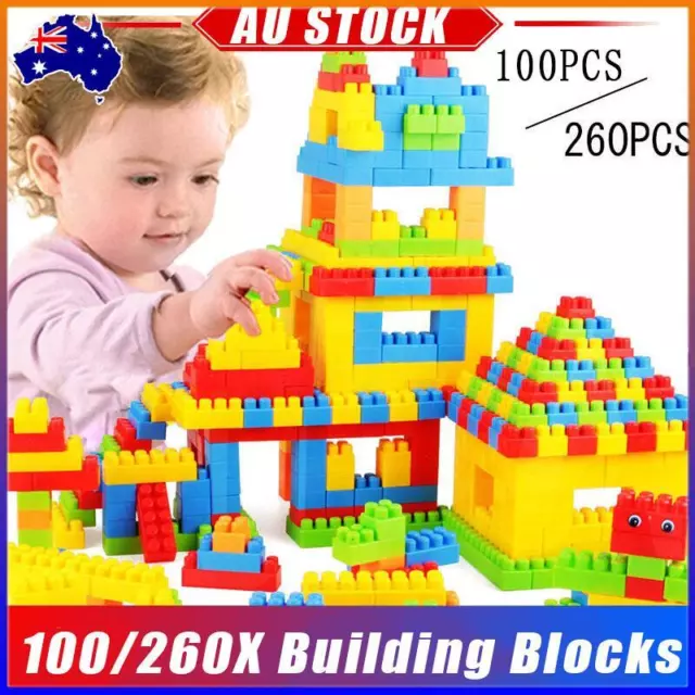 100/260Pcs DIY Building Blocks Set for Kids Educational Toy Creative Bricks Toys