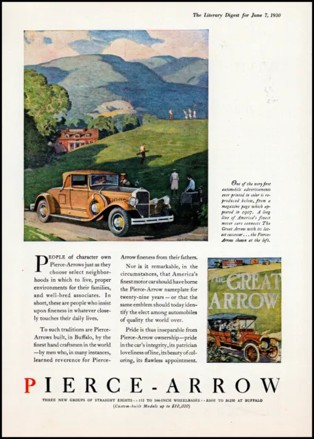 1930 Pierce-Arrow Car Buffalo NY automobile golf course vintage art print ad S4