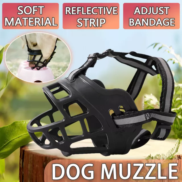 Dog Muzzles Soft Plastic Basket Muzzle Dogs Adjustable Cage Muzzle 6 Sizes