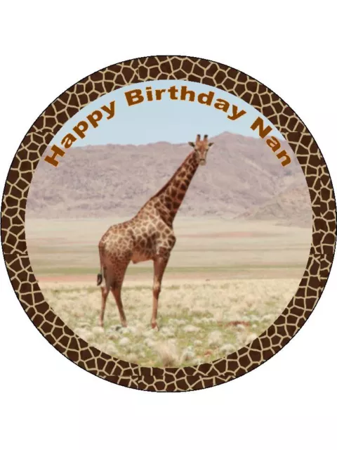 Giraffe animal print wild Personalised custom Edible Cake Topper Wafer Icing