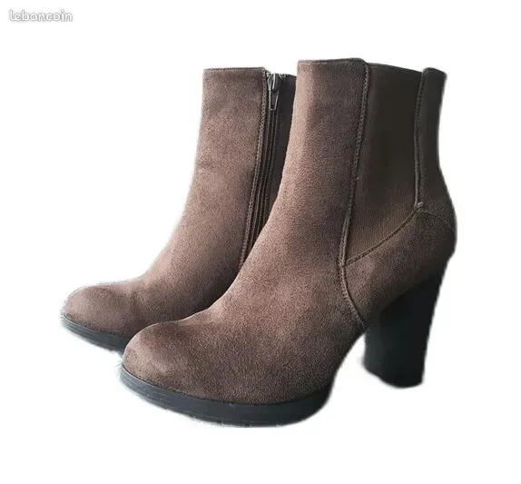 Boots Bottines marron taupe  cuir taille 37