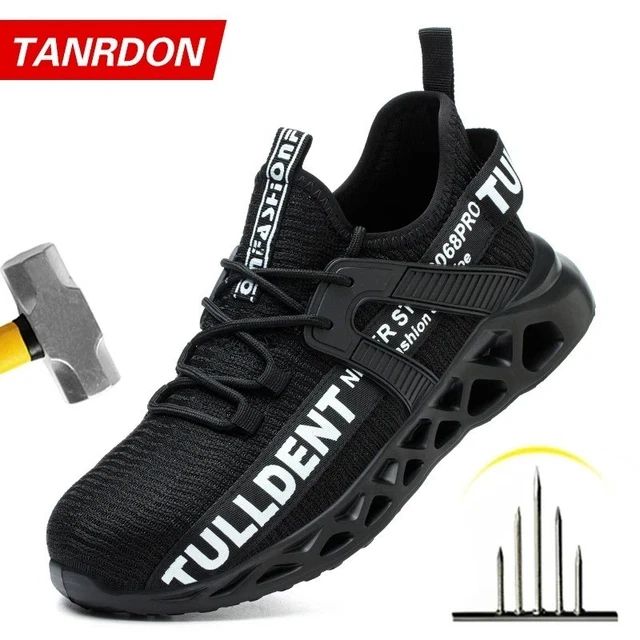 Hitmarssafety Shoes Men Steel Toe Cap Trainers Women Safety Trainers Composite Work Trainers Ladies Lightweight Slip On Work Shoes Black Size 3 5 13 Uk