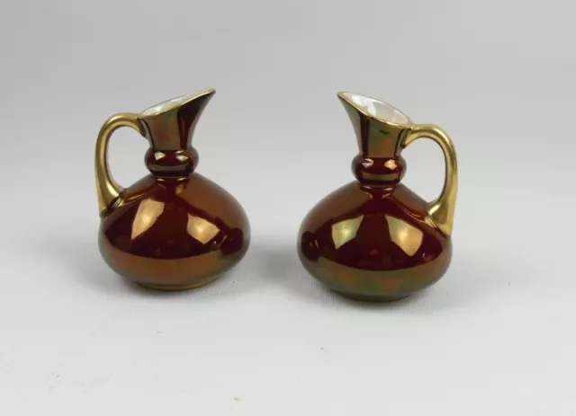 Rouge Royale Small Vases Posy Vase Matching Pair Carlton Ware Vintage Red Gold