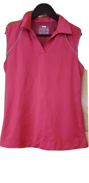 DANSKIN NOW ACTIVEWEAR Hot Pink Collard Grey Gray Shirt Golf Sports ...