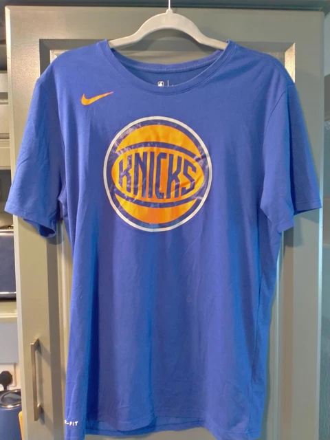 Nike New York Knicks Basketballshirt - T-Shirt blau DRY-FIT großes Logo Größe M