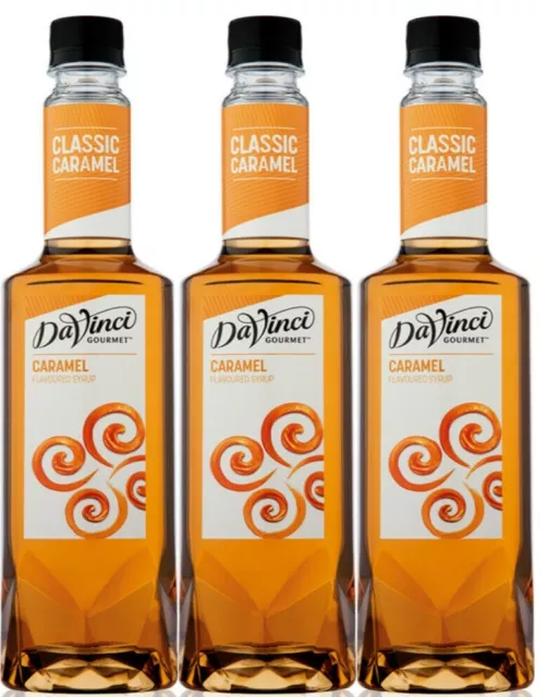 3x DaVinci Caramel Flavoured Syrup 750ml HOT ICED COFFEE CARBON NEUTRAL DELIVERY