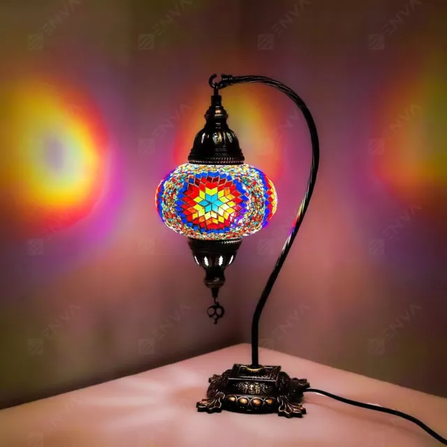 Lampada da tavolo mosaico in vetro colorato marocchino turco luce grande globo