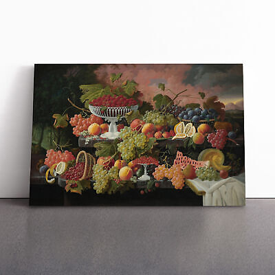 Roesen Still Life Fruit and Sunset Canvas Wall Art Framed Poster Print Picture