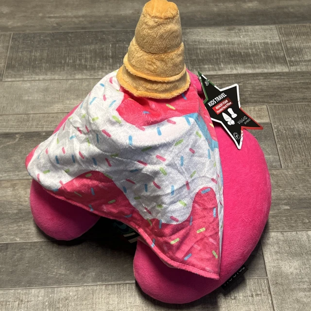 Kids Travel Memory Foam Hooded Neck Pillow Pink Ice Cream Sprinkles NWT Viggio