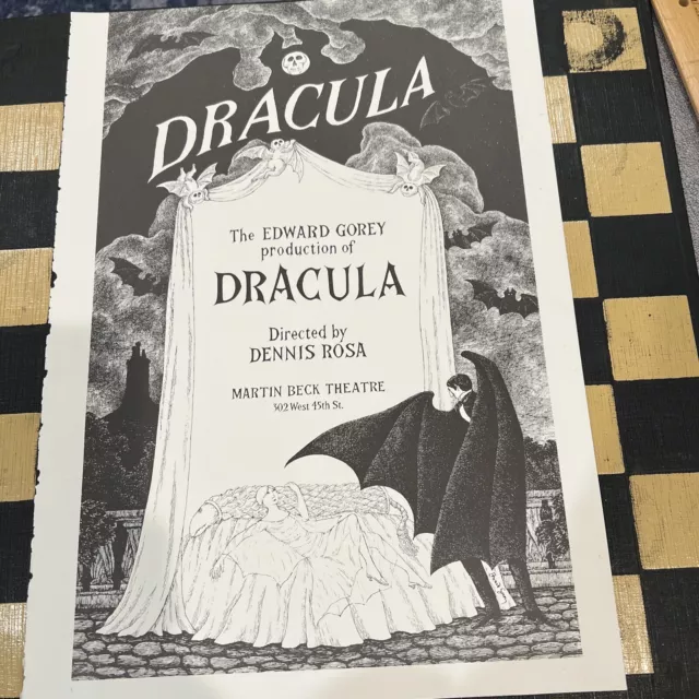 EDWARD GOREY Poster DRACULA Broadway Theater Vampire 16x11 Goth Macabre Print