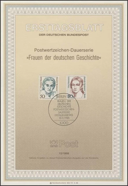 ETB 12/1986 Frauen, Christine Teusch, Clara Schumann