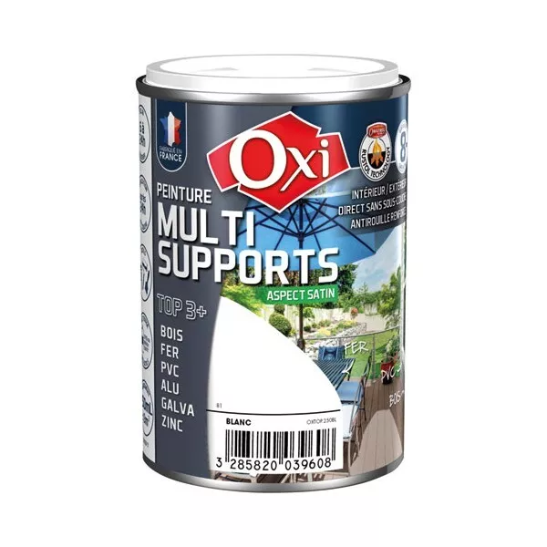 OXI - Peinture multi supports TOP3+ satin 0.250 L - blanc