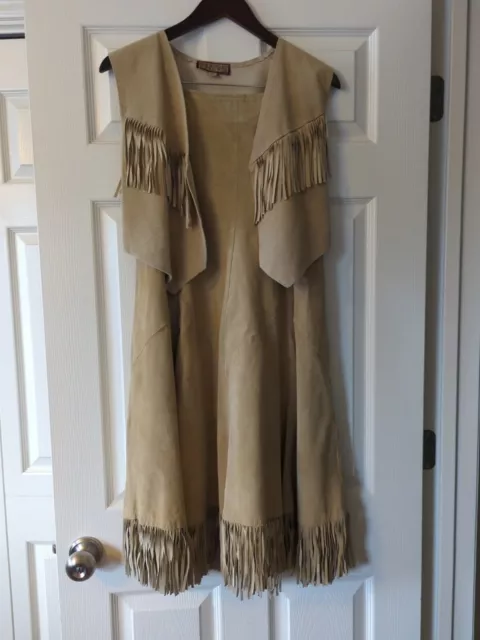 Double D Ranch Wear Fringe Skirt&Vest VINTAGE Western ❣️💙🤍Made in USA Sz M