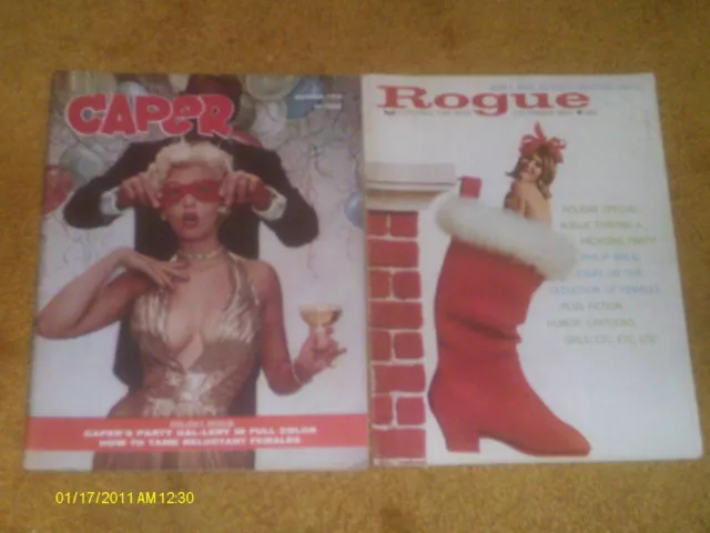 CAPER 12/56,ROGUE 12/63 Magazine LOT (2) {VG+, VG} MAINLY B+W w/a few color PIX