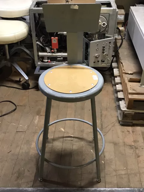 Metal Wood Seat Machinist's Draftsman Bar Stool Chair Steam Punk