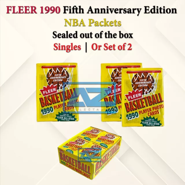 1990-91 Fleer Basketball NBA Anniversary Box Pack Trading Cards 1 OR 2 Packet