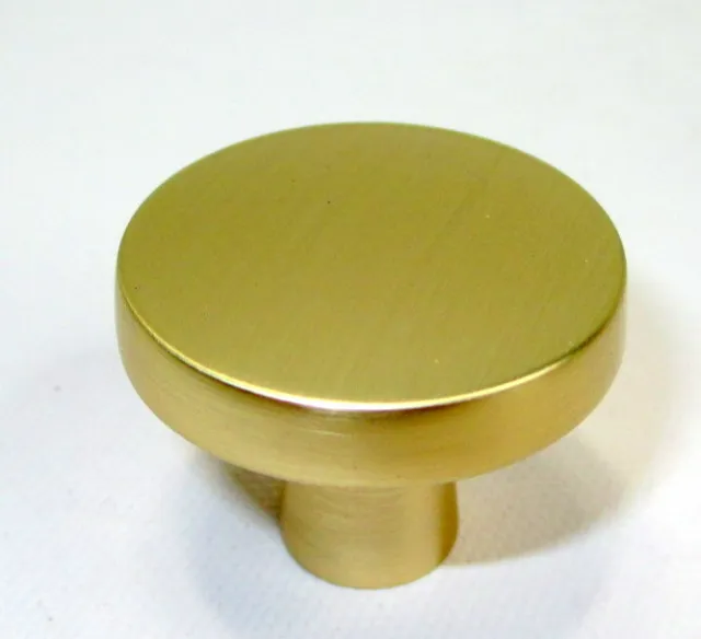 Lot of 10 1 1/8" Diameter Knobs Drawer Cabinet Pulls Brushed Brass Finish 3cm
